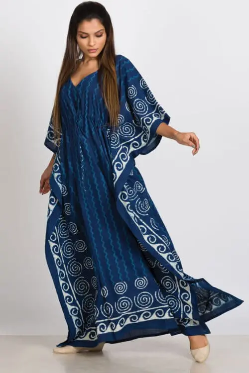 Indigo Printed Cotton Kaftan