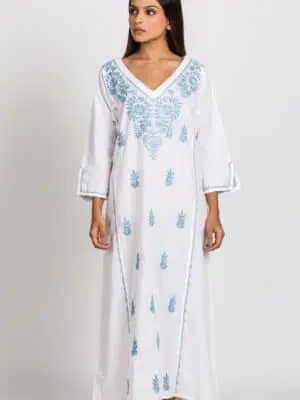 Parama Embroidered White Caftan