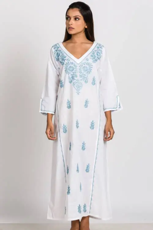Parama Embroidered White Caftan