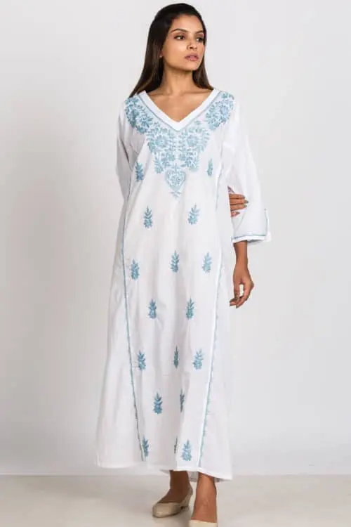 Parama Embroidered White Caftan