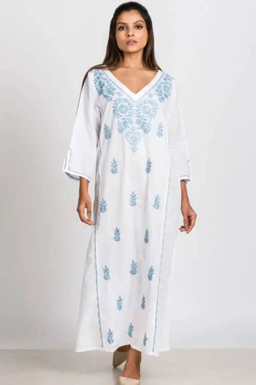 Parama Embroidered White Caftan