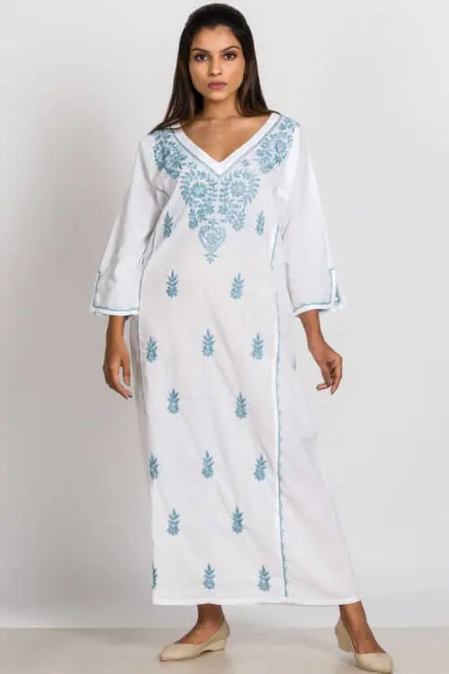 Parama Embroidered White Caftan