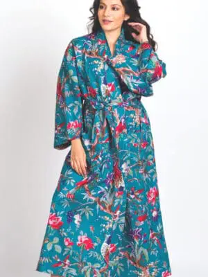 Rani Teal Blue Kimono Robe