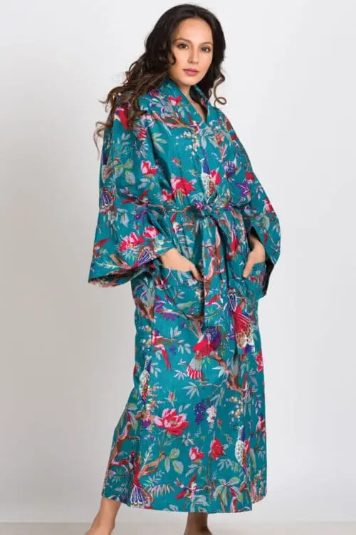Teal Blue Kimono Robe
