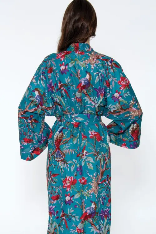Teal Blue Kimono Robe