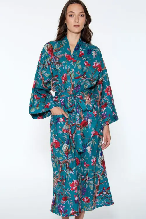 Rani Teal Blue Kimono Robe