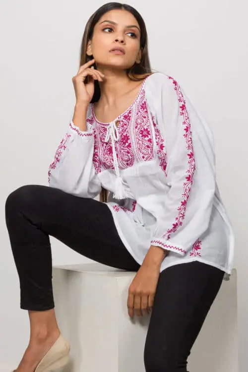 Asanga Embroidered Purple Top
