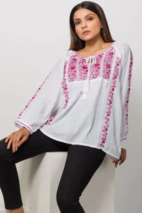 Asanga Embroidered Purple Top