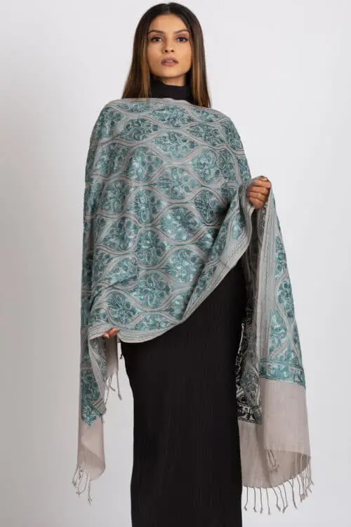 Surani Silver & Teal Shawl