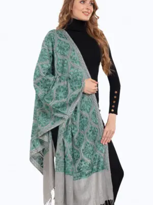 Surani Green Embroidered Shawl