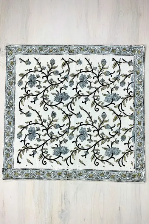 Block Print Silver Floral Napkins
