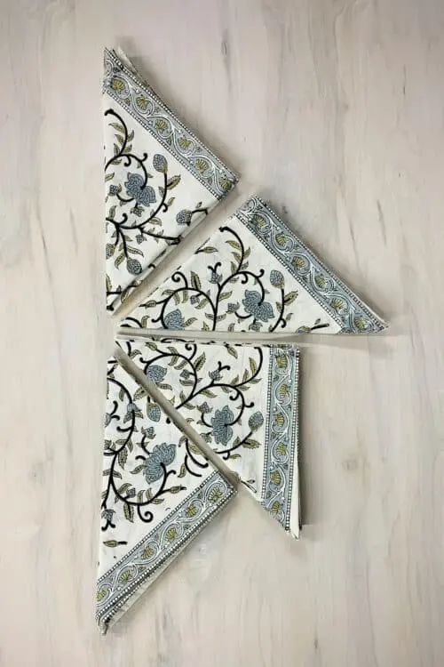 Block Print Silver Floral Napkins