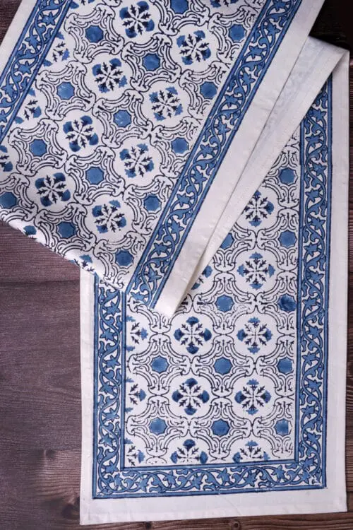 Blue Floral Table Runner