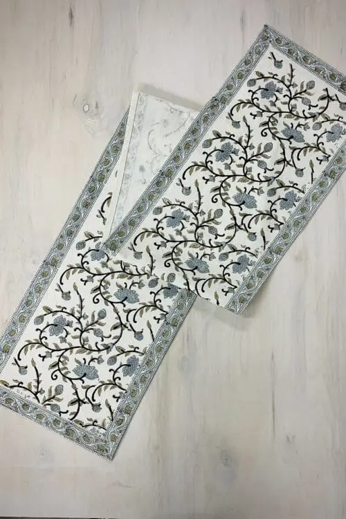 Silver Floral Table Runner