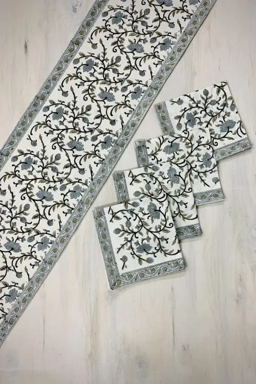 Silver Floral Table Runner