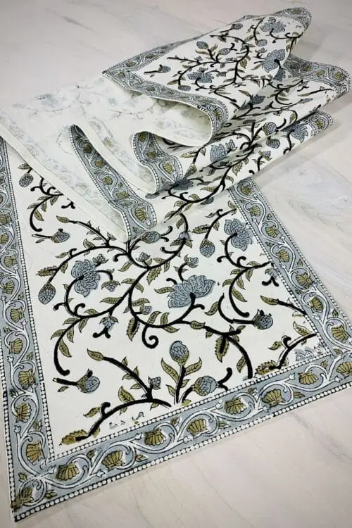 Silver Floral Table Runner