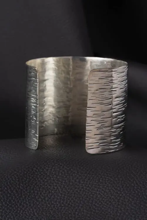 Textured Silver Cuff Bracelet