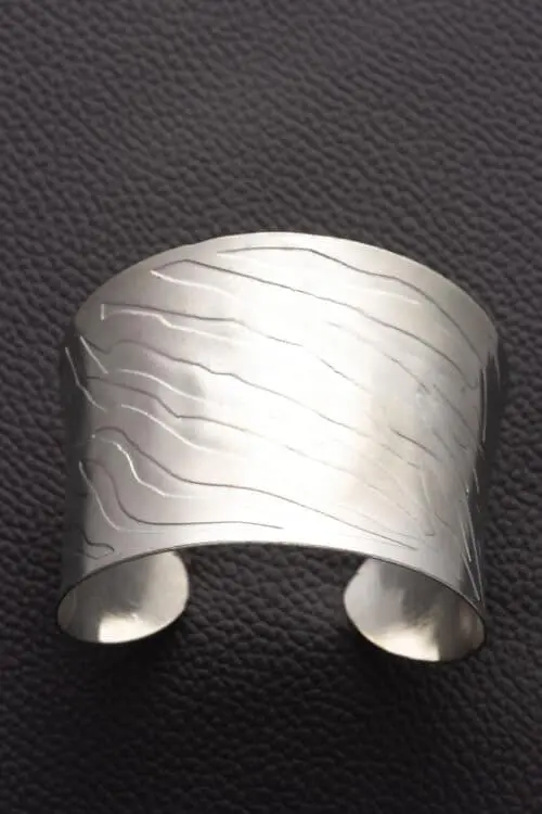 Curved Silver Cuff Bracelet