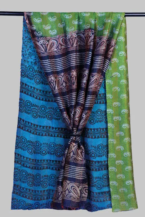 Silk Sari Kantha Throws