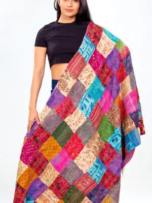 Silk Sari Kantha Throws