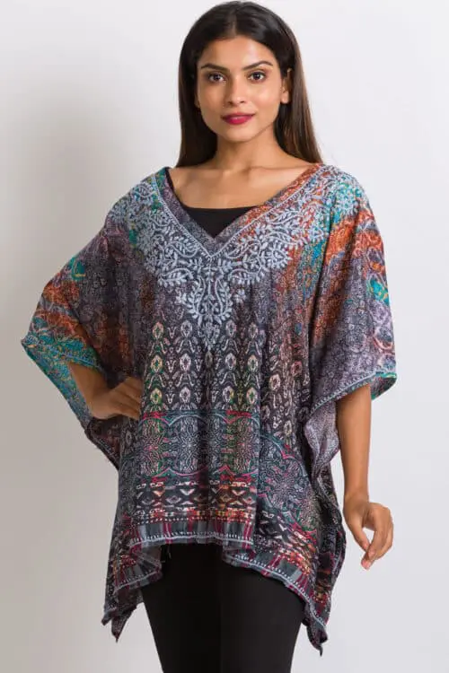 Ranita Silver Embroidered Top