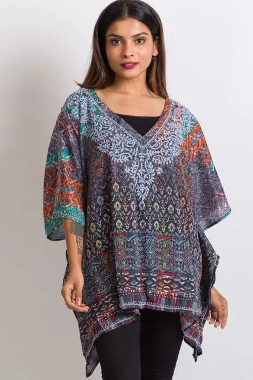 Ranita Silver Embroidered Top