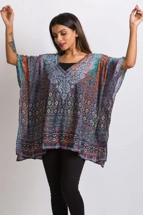 Ranita Silver Embroidered Top