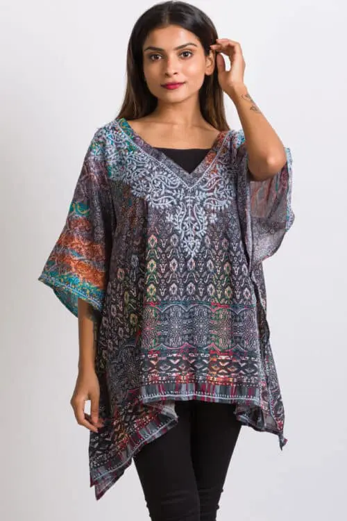 Ranita Silver Embroidered Top