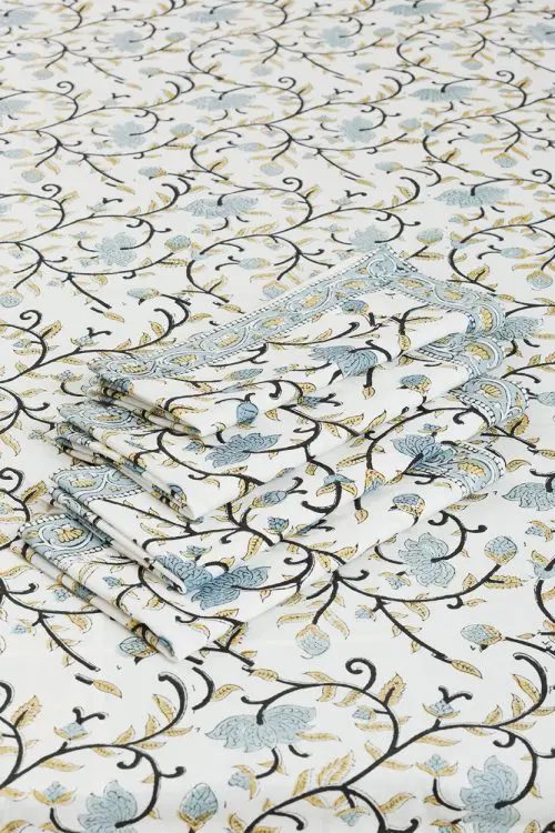 Silver Floral Tablecloth