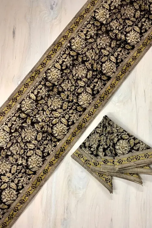 Black Kalamkari Table Runner