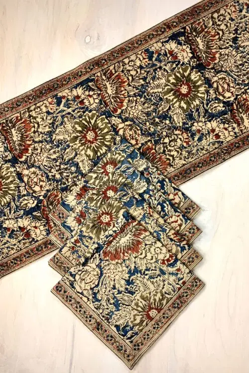 Rose Kalamkari Table Runner