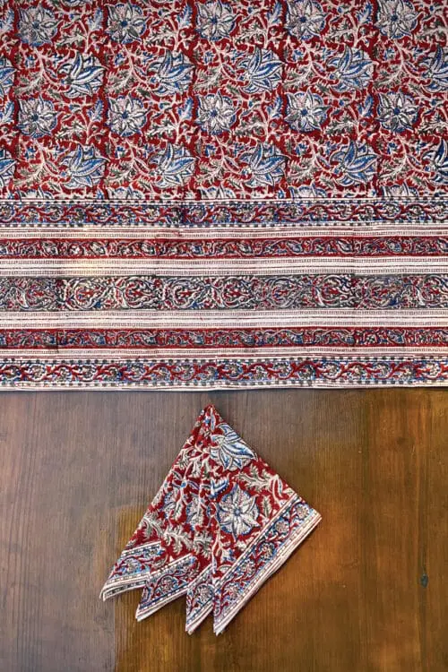 Red Kalamkari Tablecloth