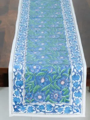 Blue Floral Table Runner