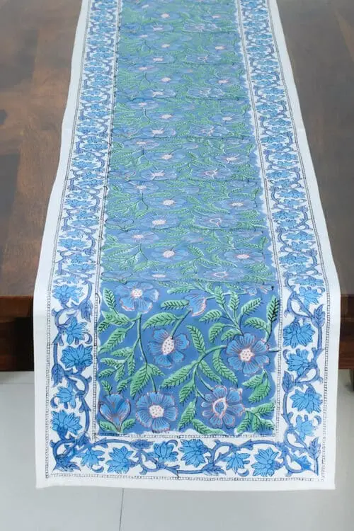 Blue Floral Table Runner