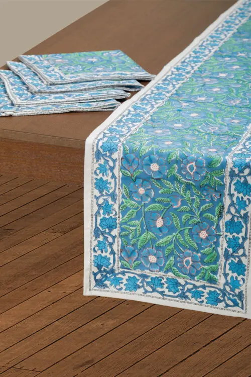 Blue Floral Table Runner