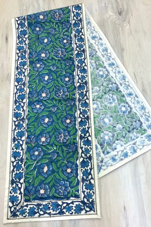Blue Floral Table Runner