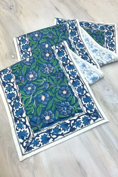 Blue Floral Table Runner