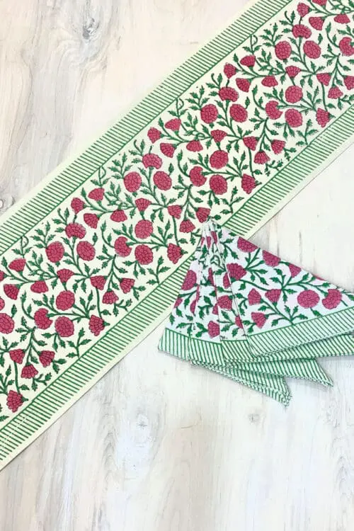 Fuchsia Floral Napkins and Runner