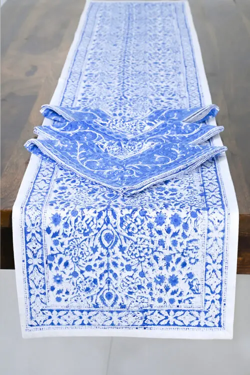Blue Floral Table Runner