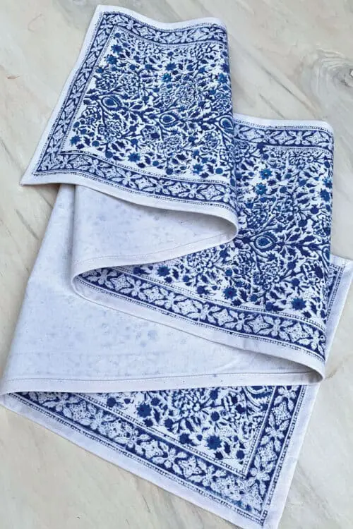 Blue Block Print Table Runner