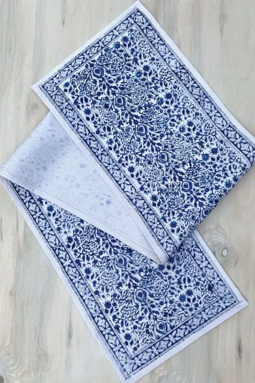 Blue Printed Table Runner