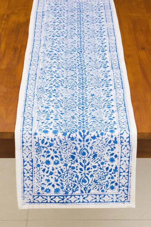 Blue Floral Table Runner