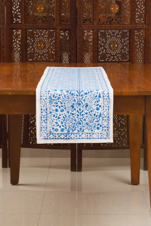 Blue Floral Table Runner