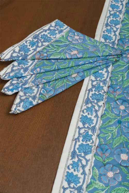 Blue Floral Table Runner