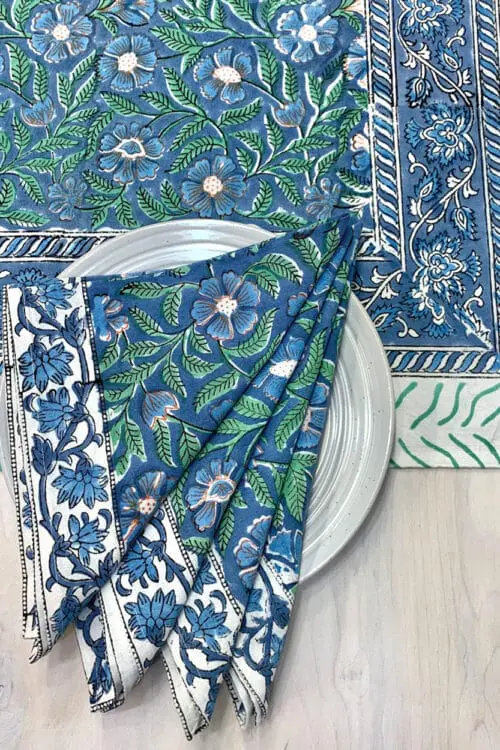 Blue Floral Table Runner