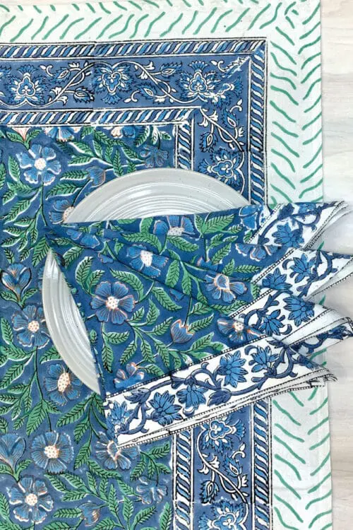 Blue Floral Table Runner