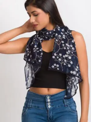 Sahila Navy Floral Scarf