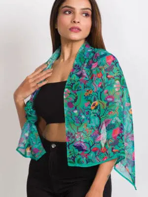 Sahila Emerald Floral Scarf