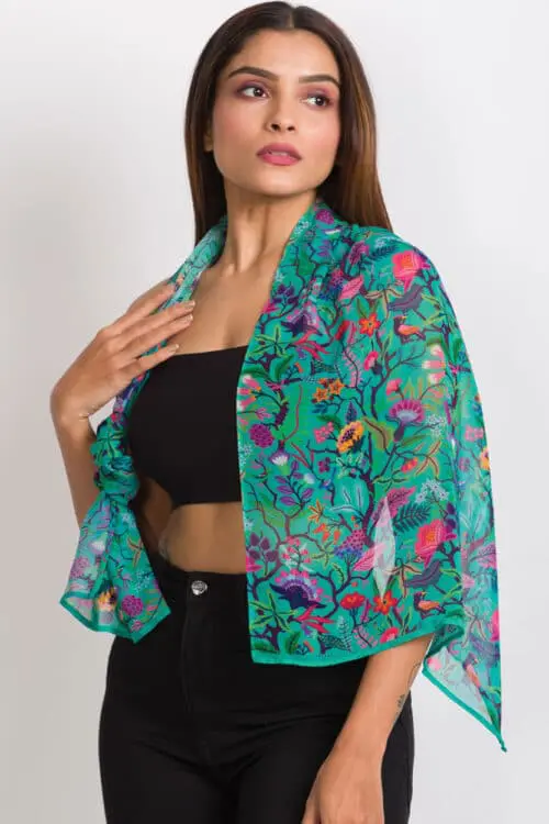Sahila Emerald Floral Scarf
