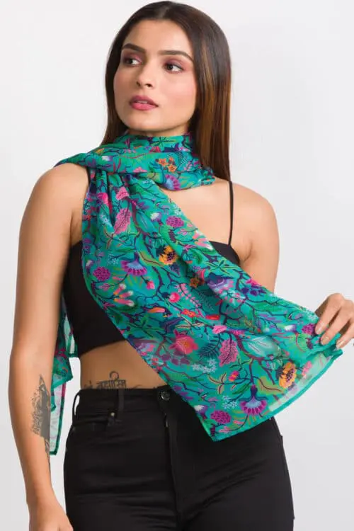Sahila Emerald Floral Scarf